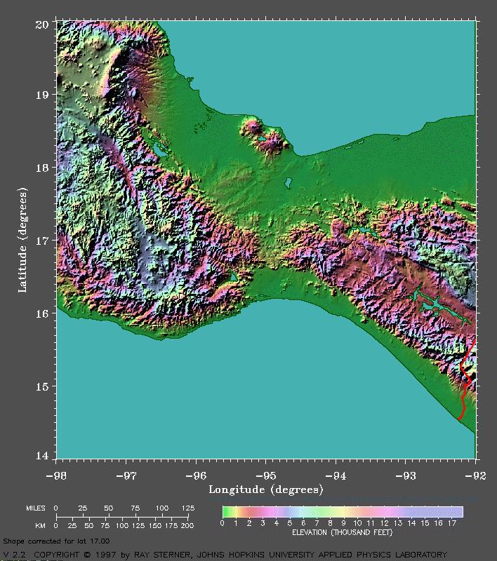 Chivela Pass Gulf of Mexico MMMT MMIT Gulf of Tehuantepec Figure 2. Topography of Isthmus of Tehuantepec.