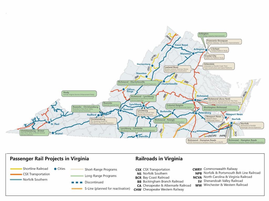 Major Rail Projects in SYIP DC2RVA Draft EIS Underway Roanoke expansion completed in October 2017 AccaYard Bypass - early 2019 DRPT Rail Programs (SmartScale) Slots for Norfolk Trains 2 and