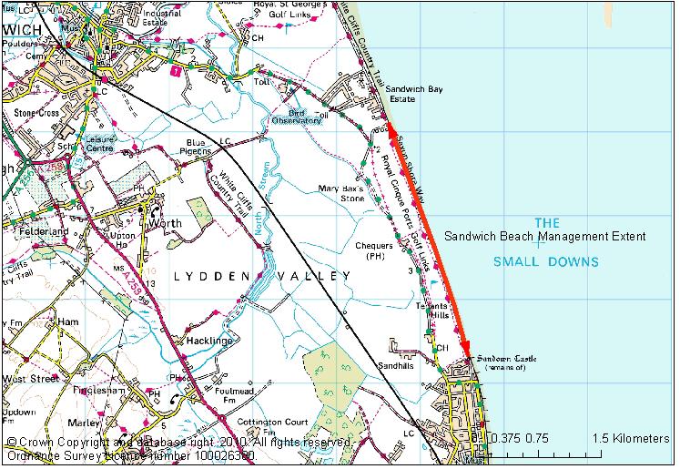 Figure 24 Location Plan of Sandwich Bay Beach Management Area Physical Conditions The defences along the managed frontage consist of a revetment and concrete armour units with a continuous shingle