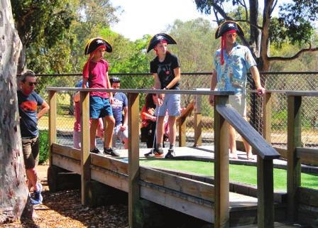 We wait 5-10 minutes after your starting time to ensure that all guests have arrived and then lead the children down to the mini golf.