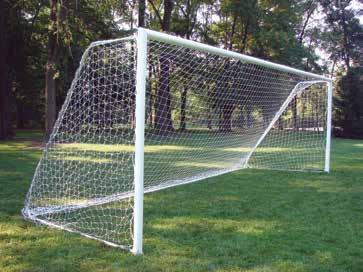 is approved for competition play and meets NCAA, NHSAA, and FIFA specifications Welded one-piece goal frame corners provide strength and rigidity with no visible hardware Crossbar and uprights