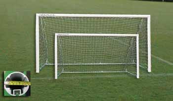 easy and secure net clip insertion Heavy-duty 1-5/8 galvanized steel backstays and adjustable one-piece ground bar adds counterweight and stability to goal Crossbar and uprights are powdercoated