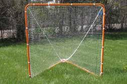 lacing net to goal Each goal includes four ground stakes for additional goal securement SOLD IN PAIRS; NETS INCLUDED.