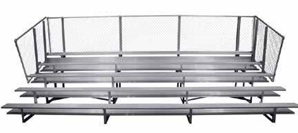 GSNB SERIES: STATIONARY ALUMINUM BLEACHERS SEE CHART FOR WEIGHTS, TRUCK, FREIGHT CLASS 85, 2-4 WEEK SHIP Aluminum frames 3 row 1 seat height 16, rise per row 6, row spacing 24 5 row 1 seat height 17,