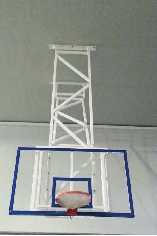 Basketball Ceilling Mounted (Fixed) The ceiling mounted non-foldable basketball backstop is made from aluminium. The top frame is fixed to the roof structure.