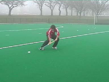 ball player keeps upright body position Eyes on the ball Body is still Stick on the turf but more upright 60-85 degree angle to the turf Read the line of the ball and allow the ball to hit the stick