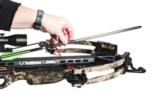 This technique keeps your fingers and thumb out of the bowstring s release path and helps prevent serious injury or amputation if the crossbow were to unintentionally fire (photos 13-14).