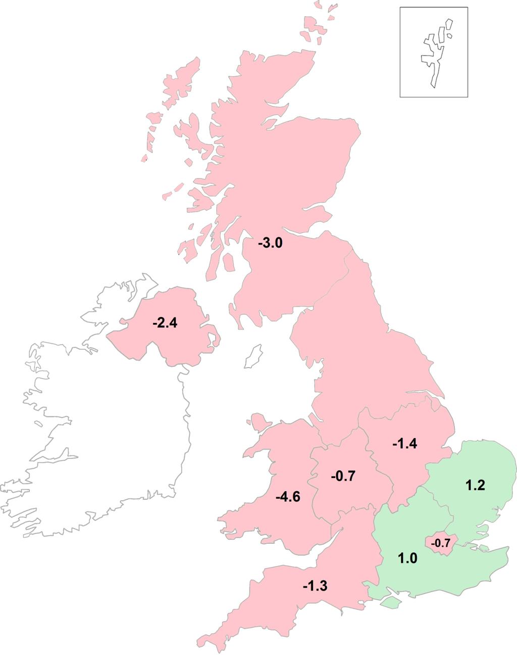 Country and Region Footfall and Vacancy Analysis Five regions in England reported footfall above the UK average East (1.2%), South East (1.0%), Greater London (-0.7%), West Midlands (-0.