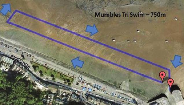 Swim Both distance races will complete a rectangular 750m sea swim in the safe and calm waters of Mumbles Bay. The swim will consist of a one wave deep water start for both distances.