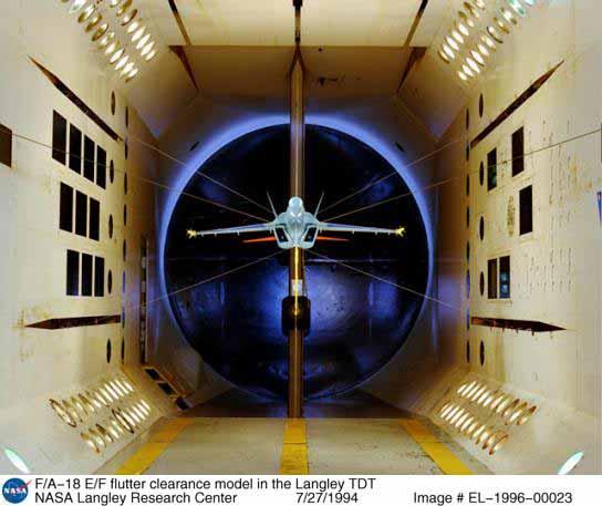 Figure 3 Wind Tunnel Test Model in the NASA Langley Transonic Dynamics Tunnel (http://lisar.larc.nasa.gov/utils/info.cgi?id=el-1996-00023) You can also watch some videos of wind tunnel tests: 1.