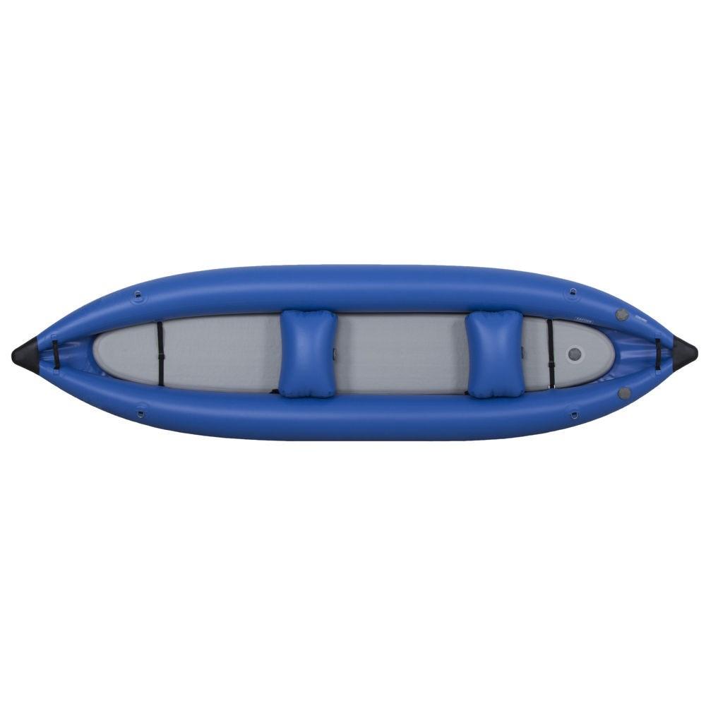 Inflatable Kayak PVC-coated polyester material repels abrasion and slides over rocks with ease.