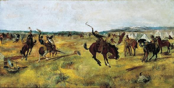 History Frederic Remington statue Breaking Camp This painting by Charles M. Russell captures the excitement of a long cattle drive.