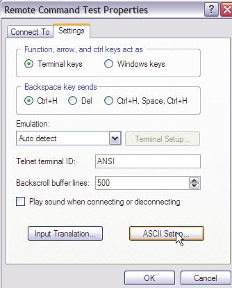 PPC4 OPERATION AND MAINTENANCE MANUAL Within the Properties dialog, press the ASCII setup button.
