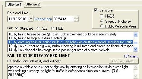 Offense Screen Un-check motor Leave Vehicular checked On the