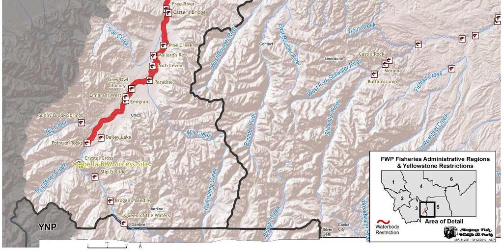 Figure 5: September 9, 216 river closure map. Red line indicates waters that remained closed to all water based activity.