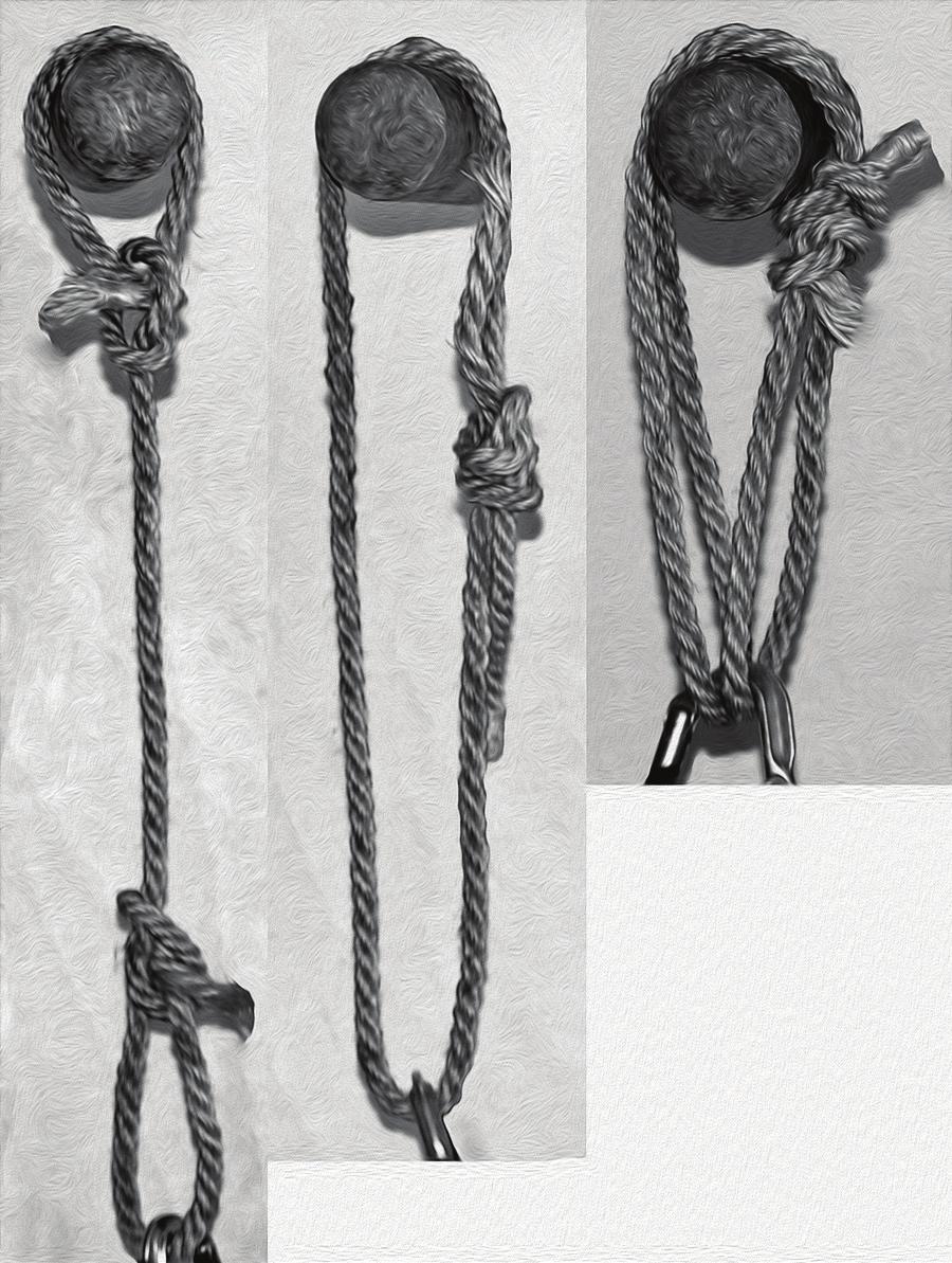 The arrangement on the left is the weakest, the middle arrangement basically doubles the rope s strength, and the right-side