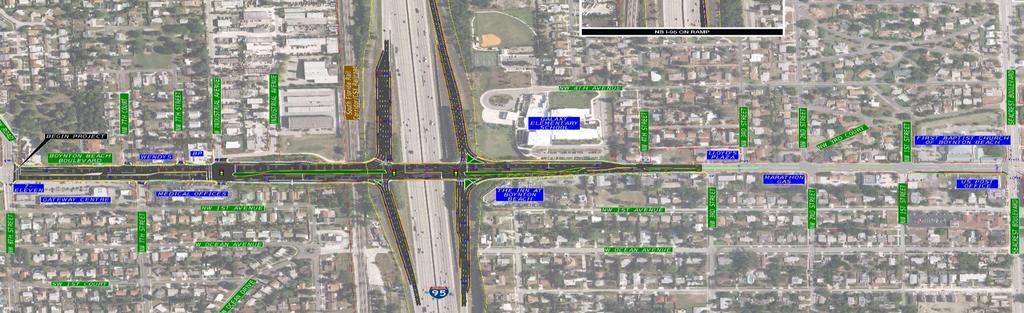 Alternative 1 Concept Development Alternative (CDA) I-95 SB off ramp triple rights, dual lefts Increased right turn lane to NB I-95