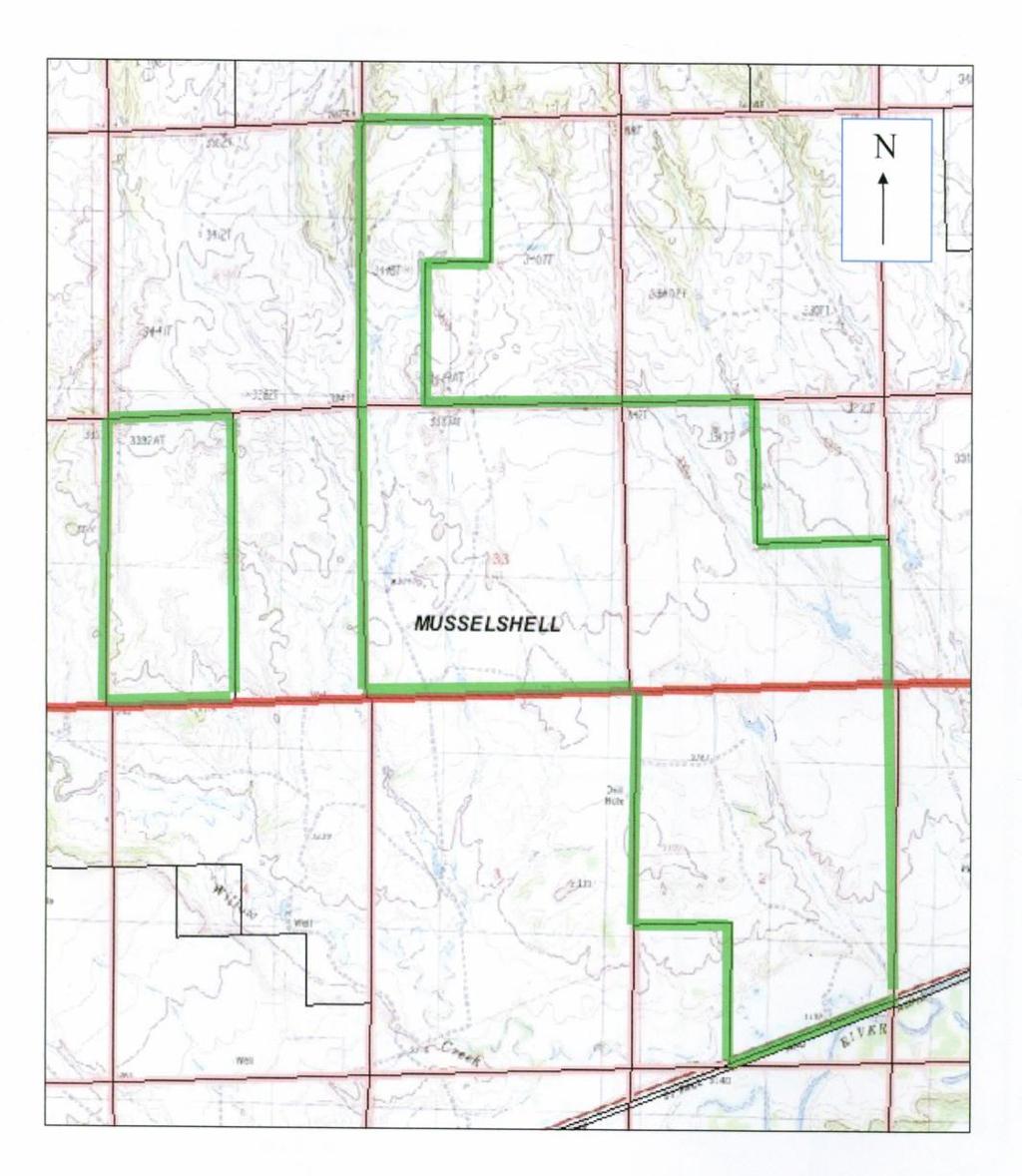 Map of Deeded Land Just 5 miles east of Roundup, Montana, the ranch has excellent
