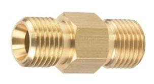 ACCESSORIES DOUBLE THREAD CONNECTORS; 90 -ANGLE CONNECTIONS SPARE PARTS; HOSES TECHNICAL DATA, PART NUMBERS Double thread connectors Angle connections Brass with double-ended external thread and
