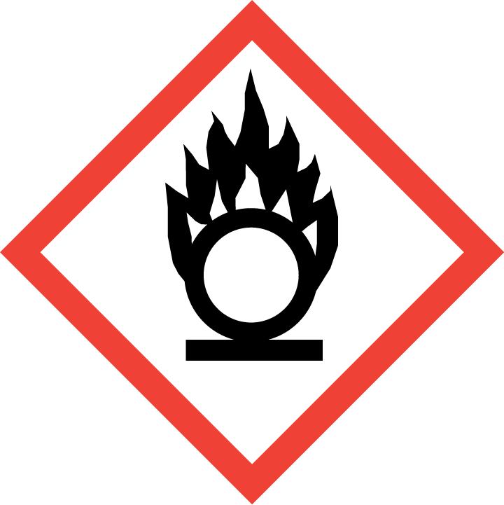 FLAME OVER CIRCLE Appears on chemicals that are oxidizers.