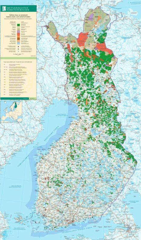 State-owned areas in Finland 12,4 million hectares of state-owned areas One key aim is to provide citizens with hunting and fishing opportunities More than 150 000 sold