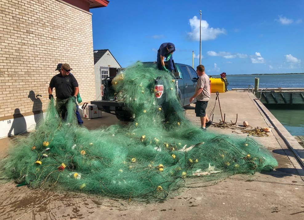 The team was able to successfully remove and seize 3,511 feet of gill-net set by fishermen out of Mexico before