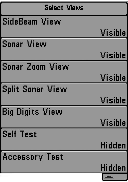 Select Views (Advanced) Select Views sets the available views to either hidden or visible in the view rotation.
