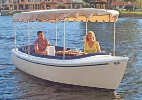 Comfortable fabric upholstered seating and colorful surrey canopy, give these boats the look and feel of a genteel jungle cruiser. cleaning or storage.