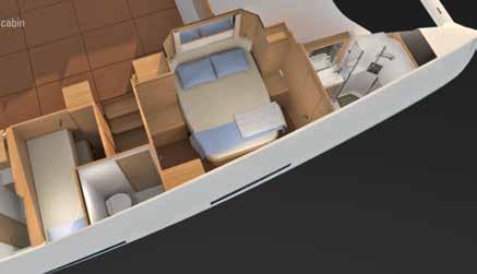 double aft cabin with independent access, including a head and a separate shower > 1 double front cabin