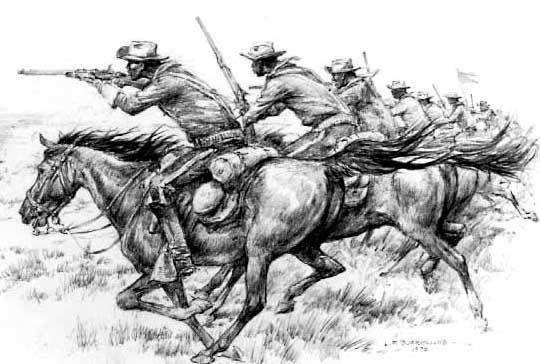 Cavalry has a strength of 1. It is very difficult to fire from the back of a moving horse and hit your target.