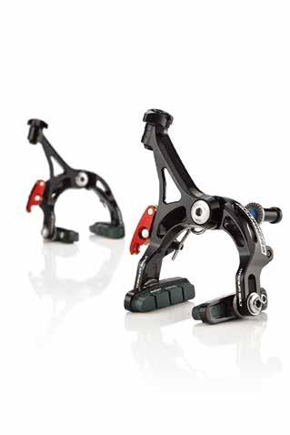 BR-DX001 Titanium Axle Extreme lightweight full CNC caliper brake. The use of leverage allows this brake to use a single-axis design for reduced weight and balanced braking power.