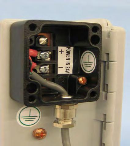 Electrical Connections Incoming power and signal output connections are made to a terminal block mounted inside a small enclosure attached on the side of the main enclosure.