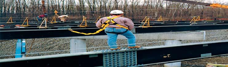 Construction Industry Applications BRIDGE WORK Fall protection challenges When constructing a new bridge, no overhead anchor points are available for the crew to connect a lanyard or self