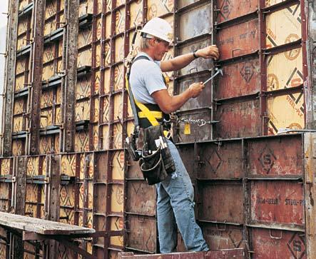 Construction Industry Applications CONCRETE WALL FORM OR REBAR Fall protection challenges Whether stripping panels down or putting them up, wall form work is a demanding task that requires the worker