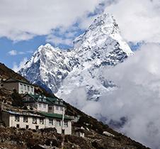 This is the beautiful remote village in Khumbu region with spectacular mountain scenery.