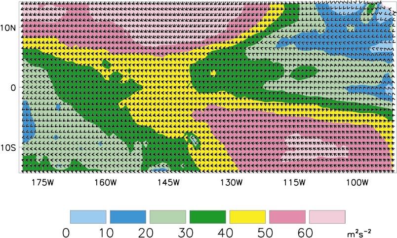 3156 MONTHLY WEATHER REVIEW FIG. 6. Mean pseudostress of the equatorial cold tongue region for the NSCAT period from the objectively derived NSCAT pseudostress fields.