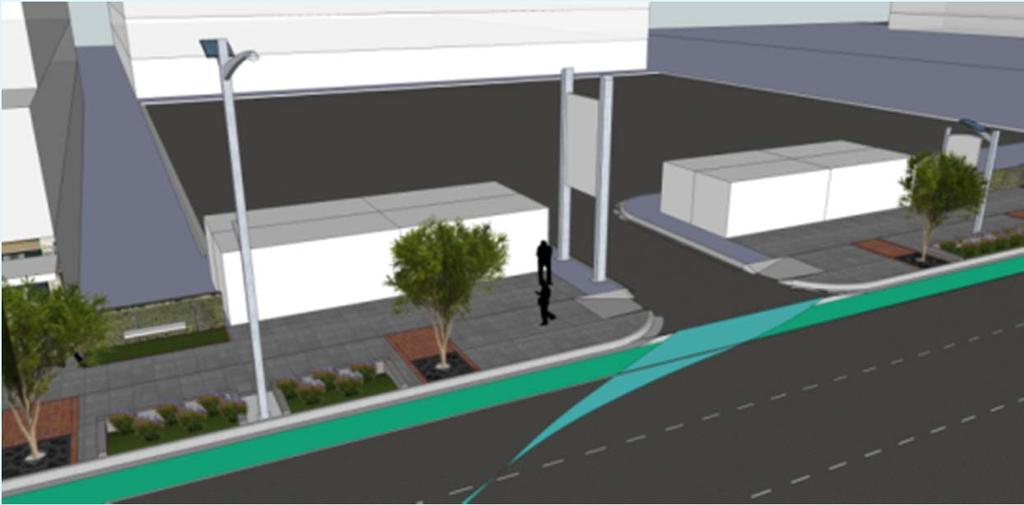 PLANTERS (BIO SWALES) SHARED ROADWAY CONDITIONS FOR VEHICLES, BICYCLISTS AND TRANSIT LIVING WALL PARKING LOT