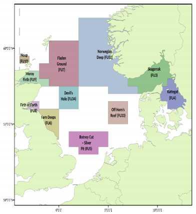 Figure 3-9; The North Sea showing Nephrops Functional Units.