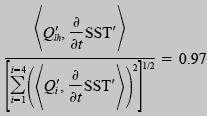 dsst /dt with latent heating NC of dsst /dt for 2 regions Normalized Covariance shortwave
