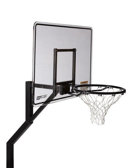 and rim 48 mm stainless steel tubing Removable unit, with optional safety anchor caps that sit flush with deck Regulation rim, net, basketball and needle included Single Post Basketball Game Post