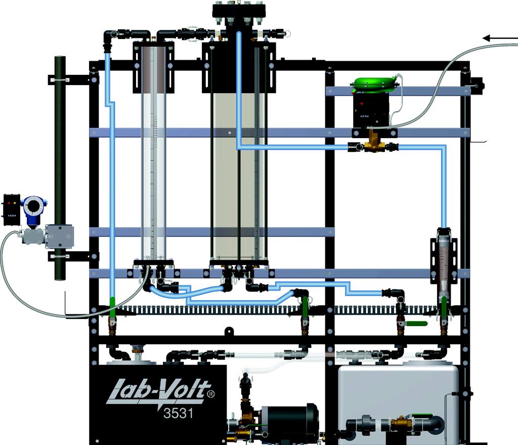 Air from the pneumatic unit (140 kpa (20 psi)) Figure 2-13. Setup - Second-order interacting process. 2. Connect the control valve to the pneumatic unit. 3.