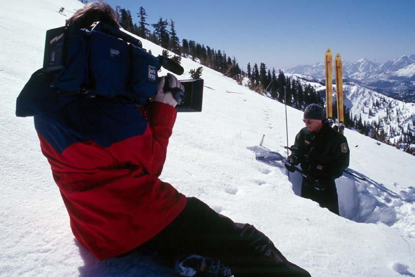 FOREST SERVICE UTAH AVALANCHE CENTER ANNUAL REPORT 2001-2002 Media Contacts International Sports Broadcasters filming an avalanche piece featuring Forest Service Utah Avalanche Center Director, Bruce