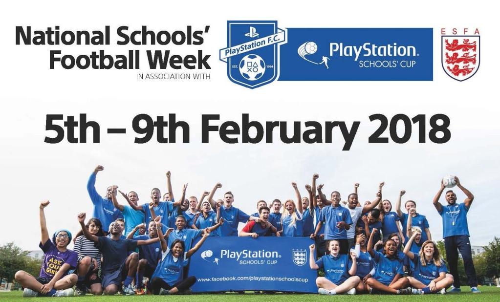 February 2018 English Schools Football Association Membership Matters National Schools Football Week England U18 Home Matches to be shown on TV Both England home matches for the SAFIB Centenary