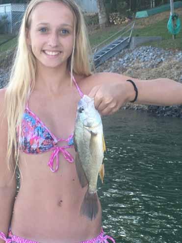 Missy Browning wih a Douglas Lake catfish.