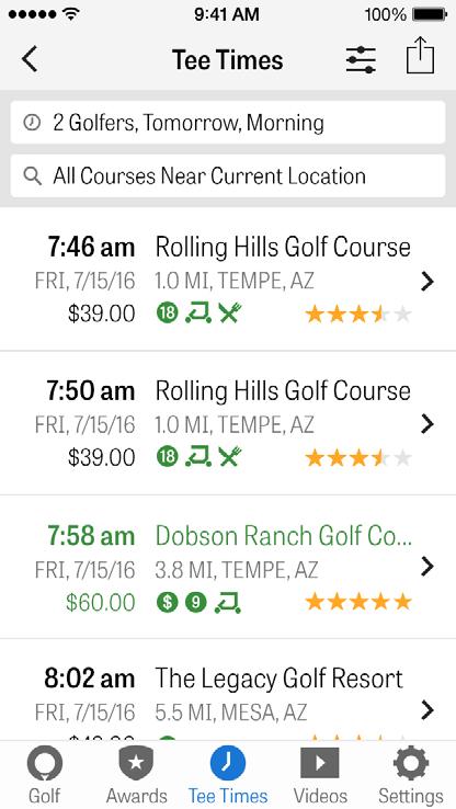 GOLFNOW TEE TIMES You can search and book GolfNow tee times with exclusive discounts for Golfshot members.