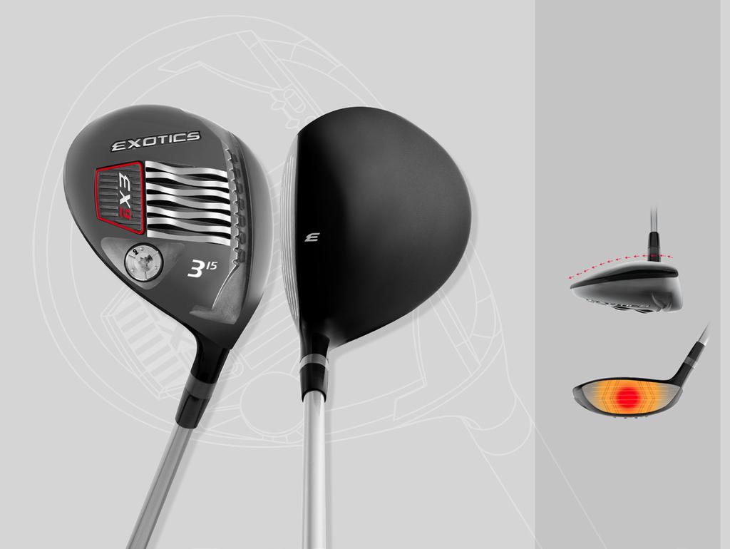 EX9 MODEL FACE STANDARD FAIRWAY WOOD SLIPSTREAM SOLE minimizes turf drag for maximum club speed HIGH-FLYING, EASY LAUNCH design for maximum performance #3 13.0 57.0 Square 43.0 #3* 15.0 57.0 Square 43.0 #4 16.