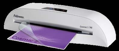 Cosmic 2 User-friendly laminator for the home or home office 9-1/2 entry width accommodates multiple document sizes Laminates hot pouches up to 5mil thick; as well as cold pouches Ready in 5