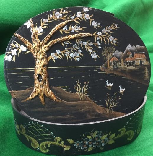 April 21, 2018 Oval Coisonné Box designed by Judy Diephouse Taught by Mary Francis SURFACE Brushes n More at a cost of $11.50 each plus shipping, for an estimated total of $15.