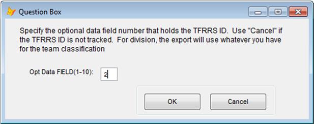 containing the participant's TFRRS number.