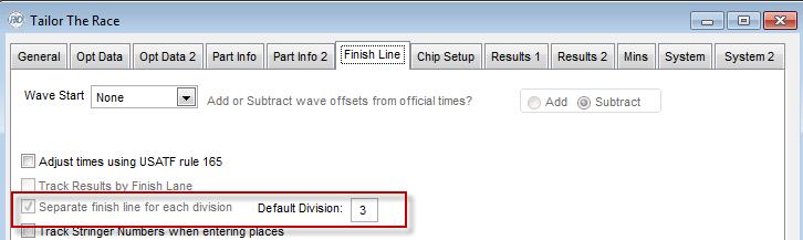Next, if your event has multiple races, you have set up a division for each race.